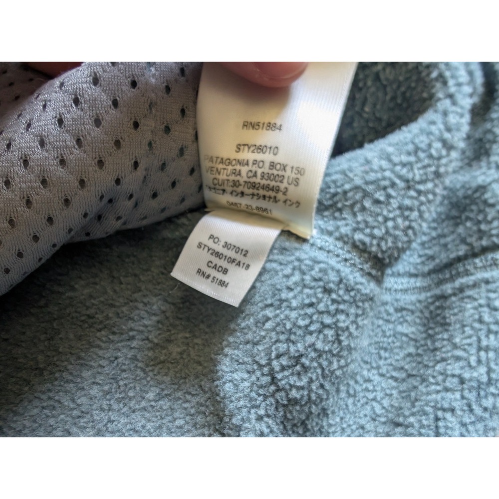 Patagonia women's size M 1/4 snap Better Sweater Marsupial Pullover Blue Logo - Picture 10 of 12